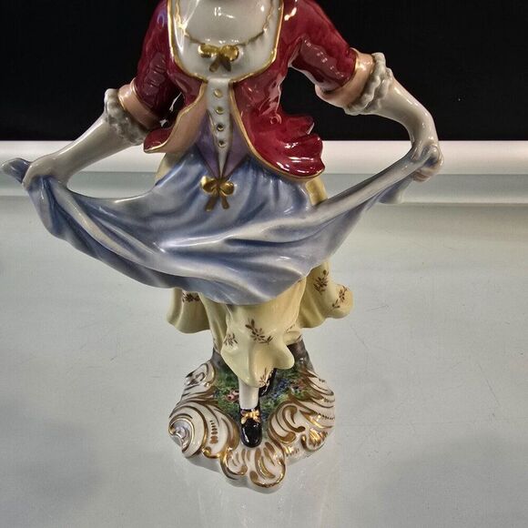 Rare Vintage Capodimonte Italian Porcelain Dancing Lady Figurine Statuette 7" - Picture 8 of 10